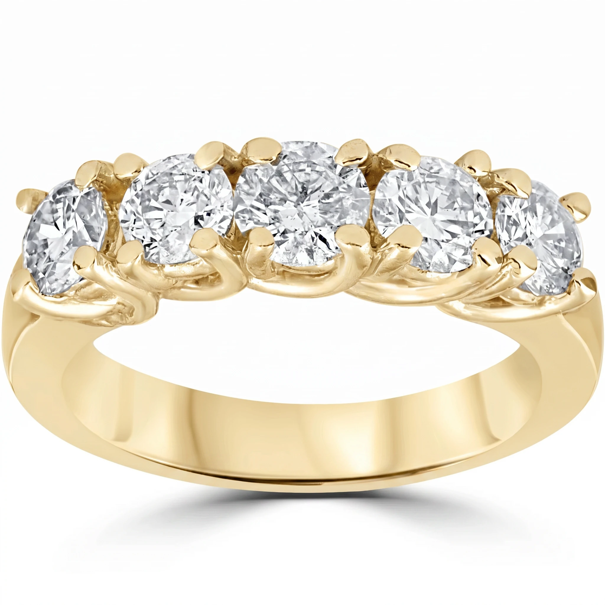 1 1/2ct Real Diamond Wedding Anniversary 14K Yellow Gold Ring (G-H, I1)
