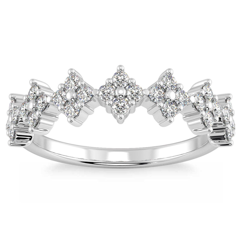 1/2Ct TW Round Cut Diamond Wedding Ring 14k Gold Stackable Band Lab Grown (G-H, VS2-SI1)