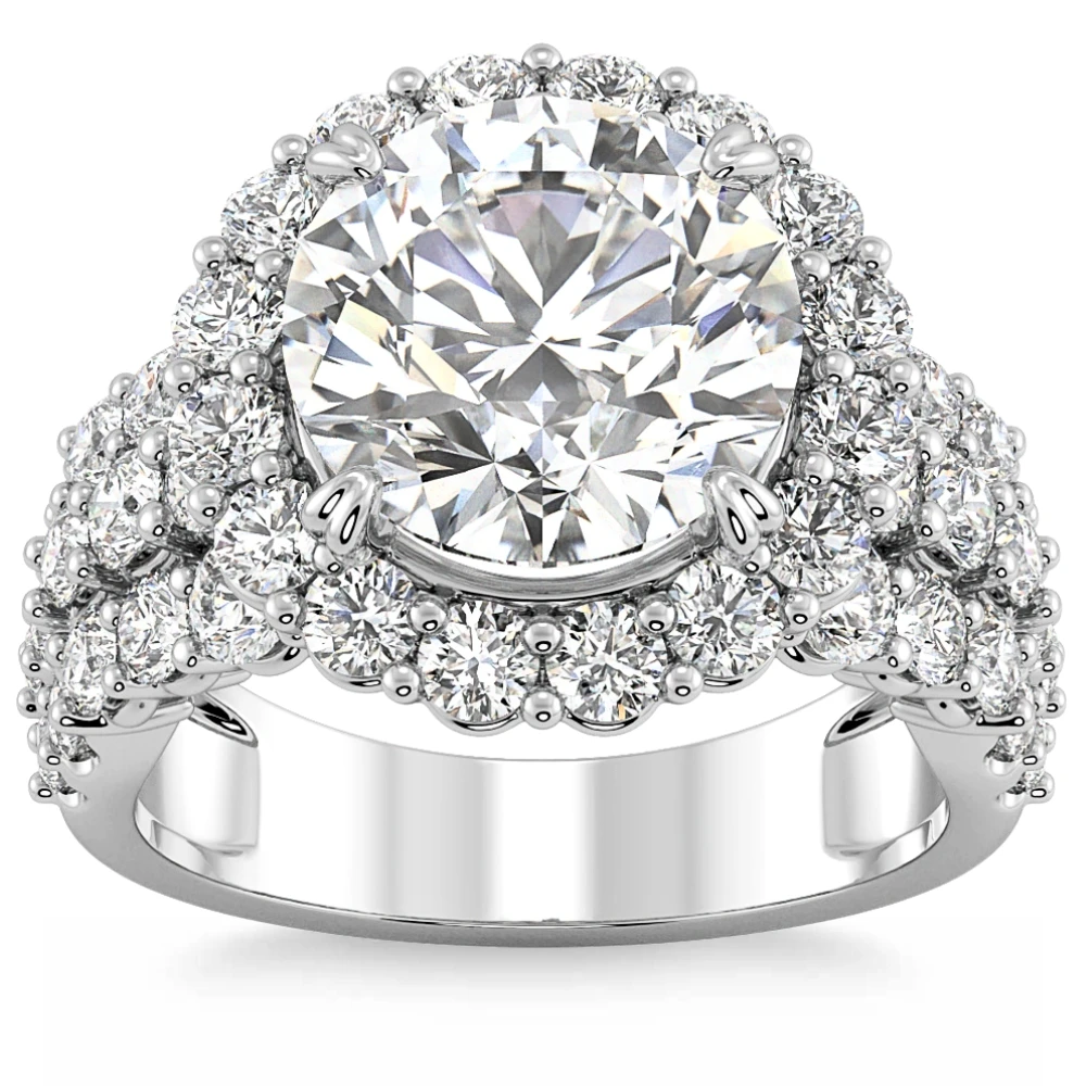 Certified 5Ct Diamond Multi Row Engagement Ring 14k Gold Lab Grown (G-H, VS2-SI1)