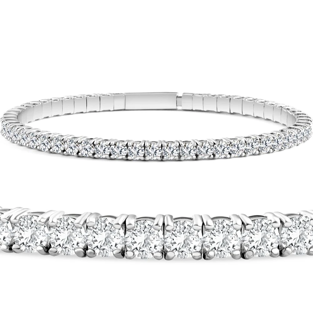 2 - 10Ct TW Flexible Diamond Bangle Tennis Bracelet Lab Grown 14k Gold (F-G, VS)