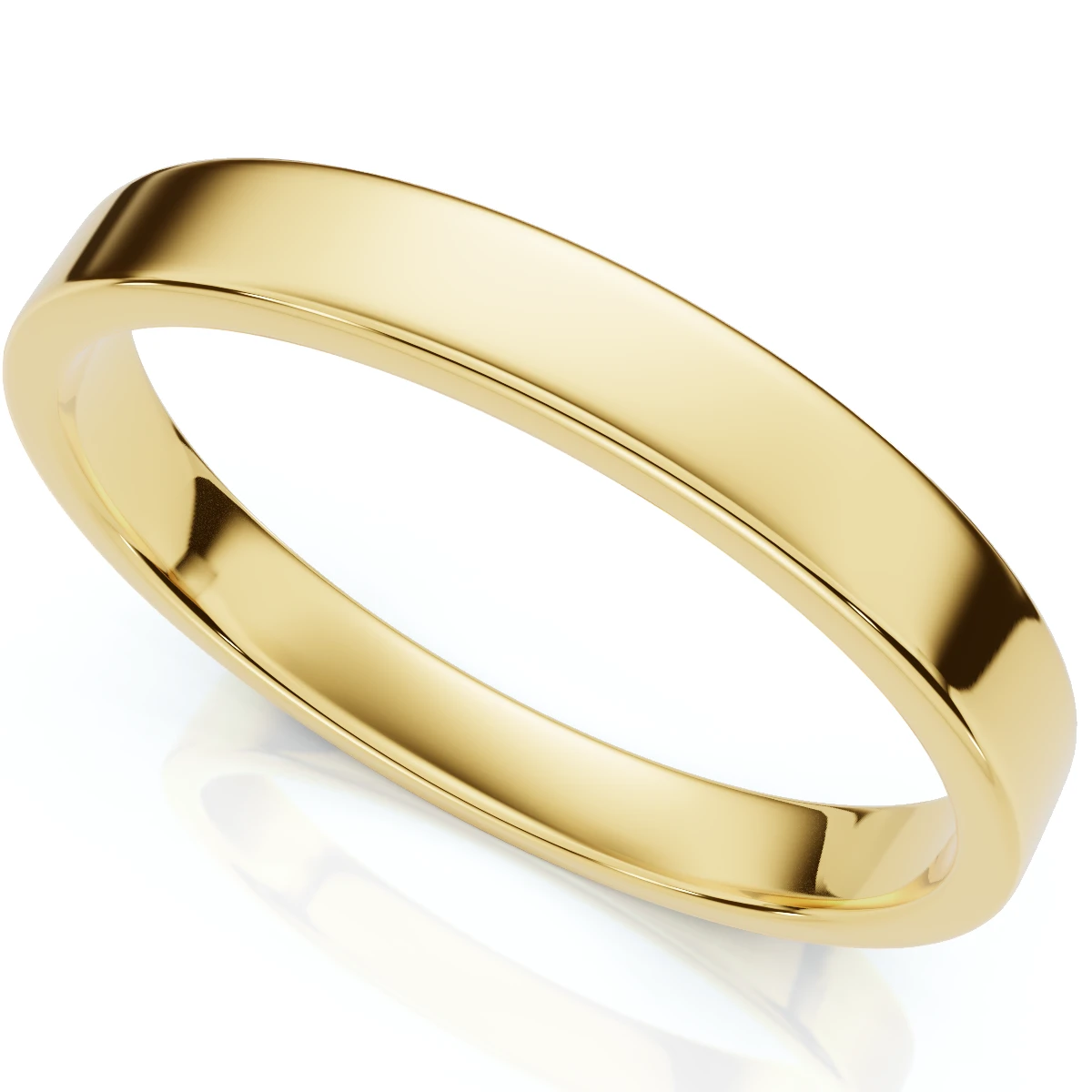 3mm Flat High Polished Wedding Band 14K Rose Gold