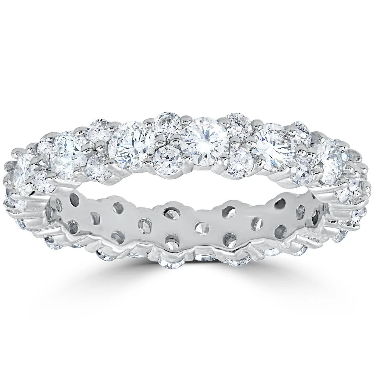 1 7/8 cttw Diamond Eternity Wedding Ring Stackable Band 14k White Gold (H-I, I1)