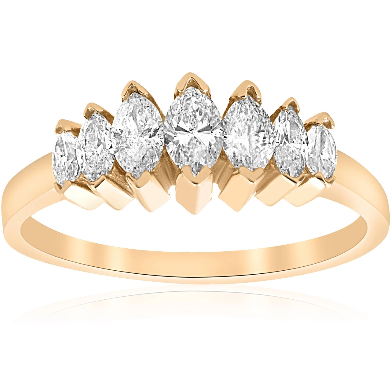 14k Yellow Gold 3/4ct Marquise Diamond Wedding Anniversary Ring Womens Band (G-H, SI)