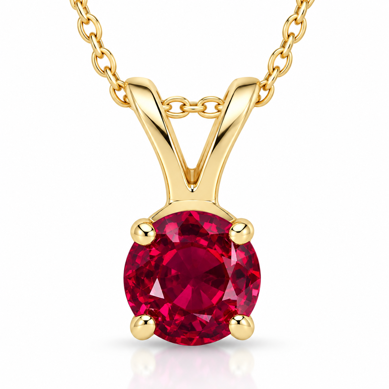 1/2ct Ruby Solitaire Pendant 14K Yellow Gold