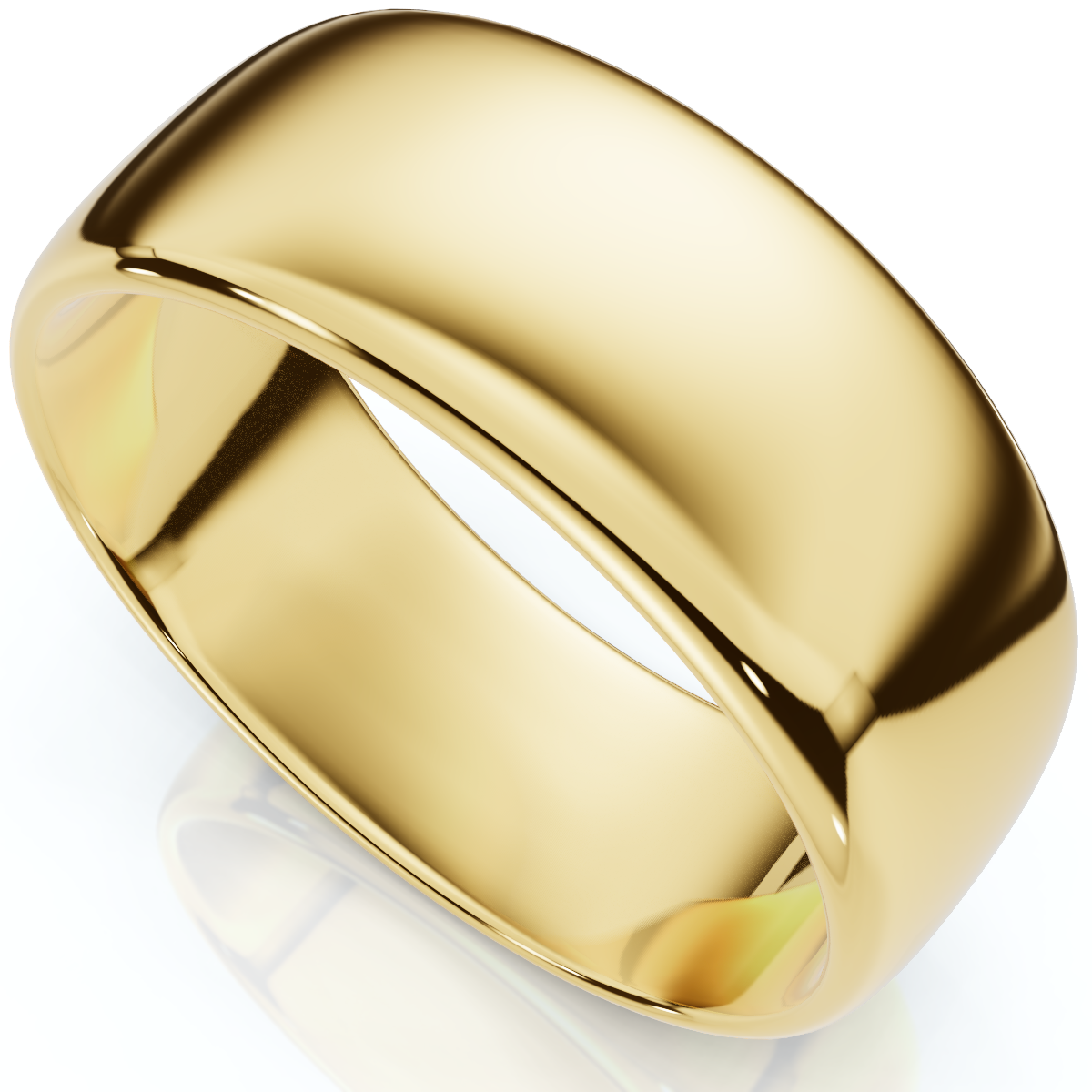 8mm Dome High Polished Wedding Band 14K Yellow Gold