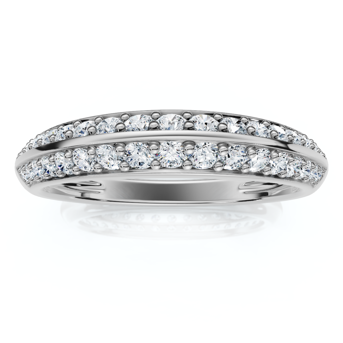 F/VS .39Ct Double Row Pave Diamond Wedding Ring 14k Gold Lab Grown (E-F, VS)
