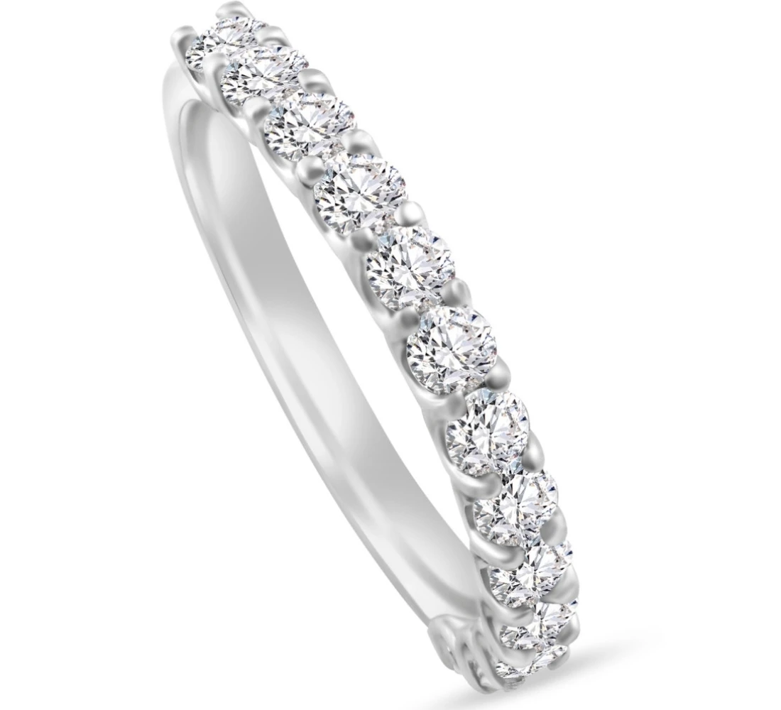 1Ct TW Round Cut Diamond U Prong Wedding Ring Stackable Band 14k Gold Lab Grown (F-G, VS2-SI1)