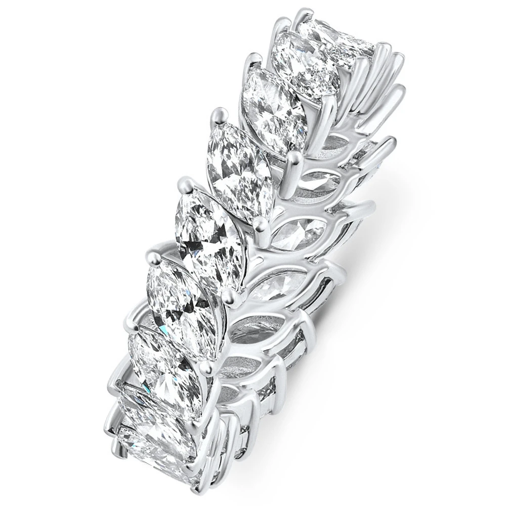 4 Ct Marquise Cut Designer Diamond Eternity Wedding Ring 14k Gold Lab Grown (F-G, VS2-SI1)