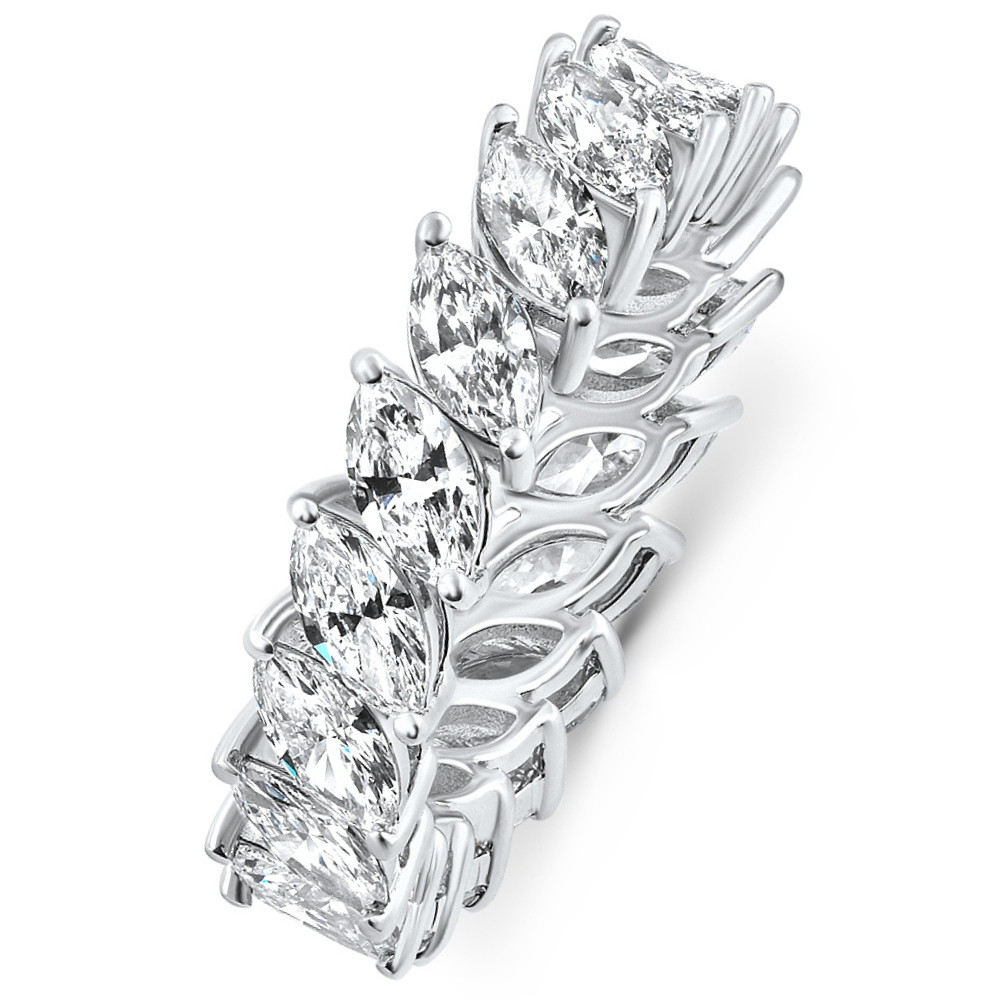 4 Ct Marquise Cut Designer Diamond Eternity Wedding Ring 14k Gold Lab Grown (F-G, VS2-SI1)