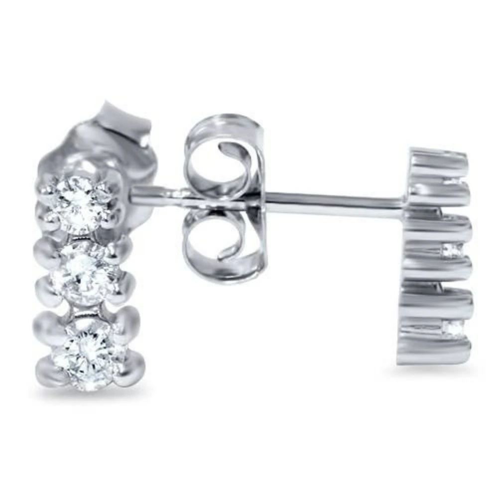 1/4ct Three Stone Diamond Earrings 14K White Gold (G-H, I2-I3)