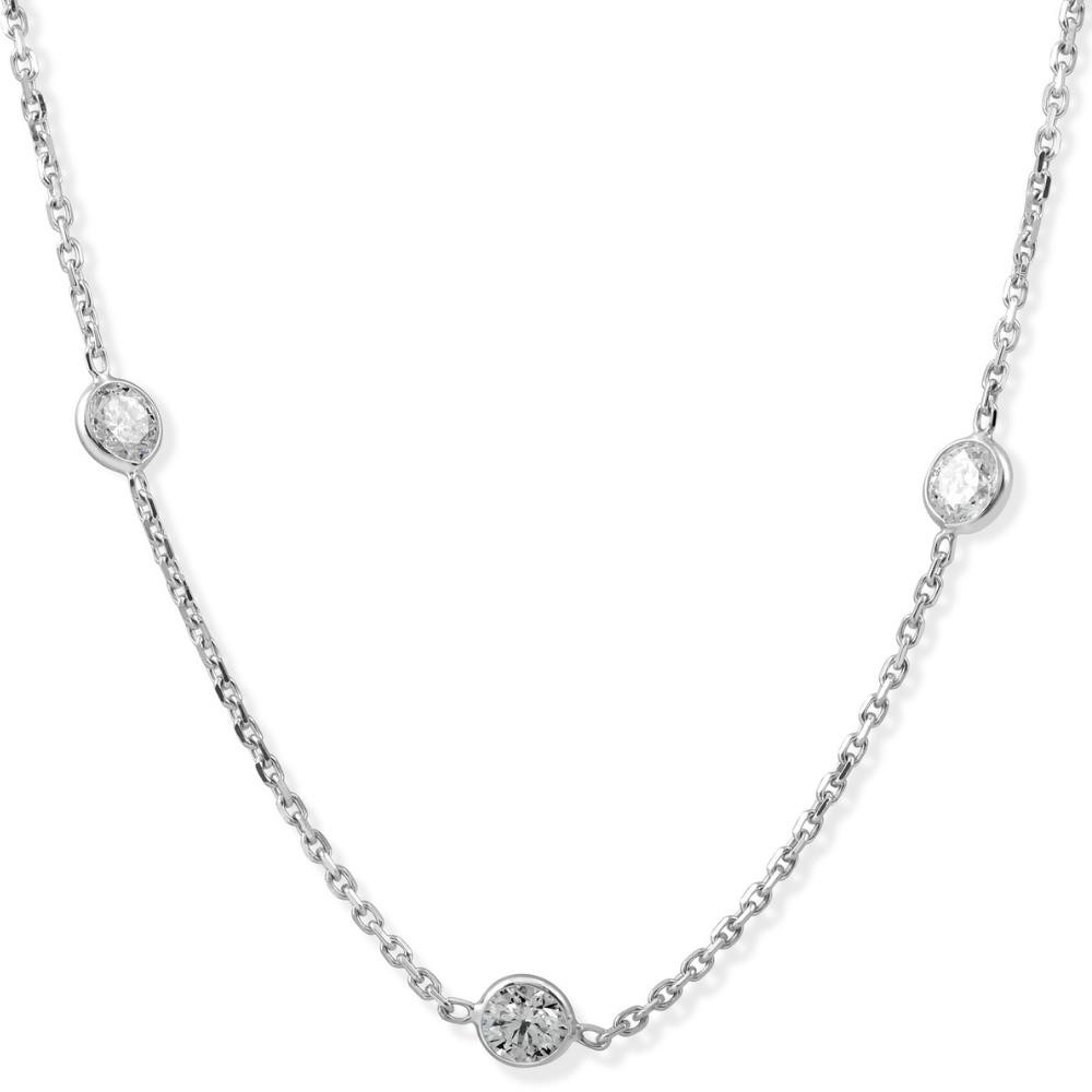2Ct T.W. Round-Cut Natural Diamond Bezel Station 18" Necklace 14k White Gold (G-H, I1)