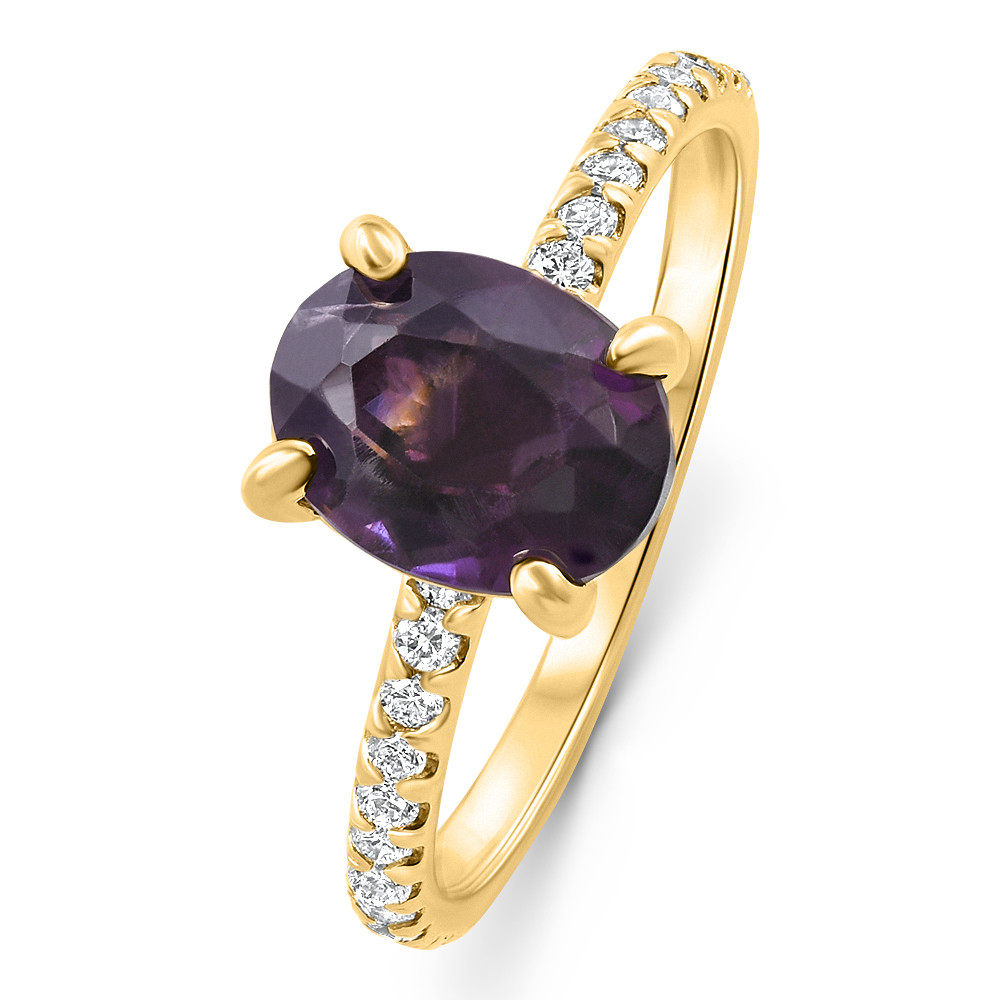 2Ct Amethyst & Diamond Anniversary Engagement Ring 10k Gold Lab Grown (G-H, VS2-SI1)