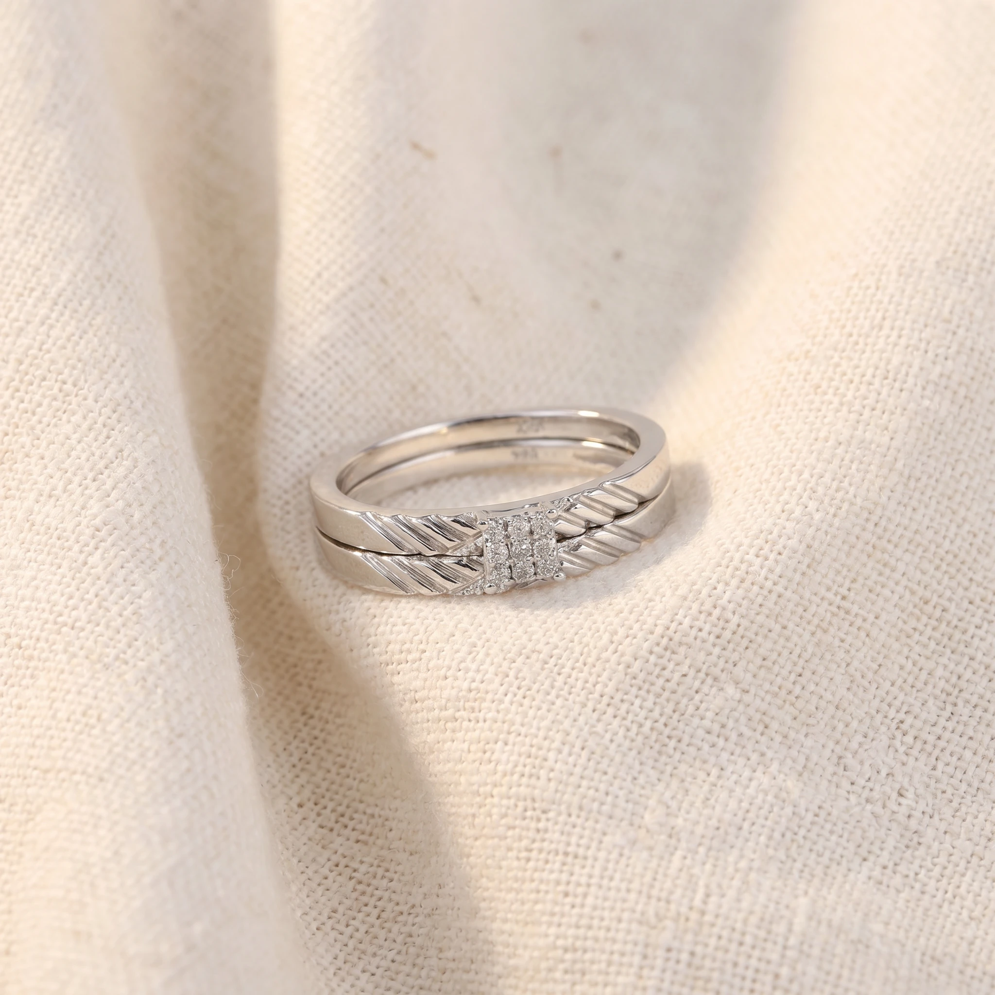 Diamond Engagement Matching Wedding Ring Set 14K White Gold (G-H, I2-I3)