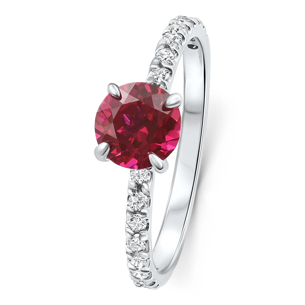 VS 1Ct Round Ruby Diamond Ring 10k Gold Lab Grown (G-H, VS2-SI1)