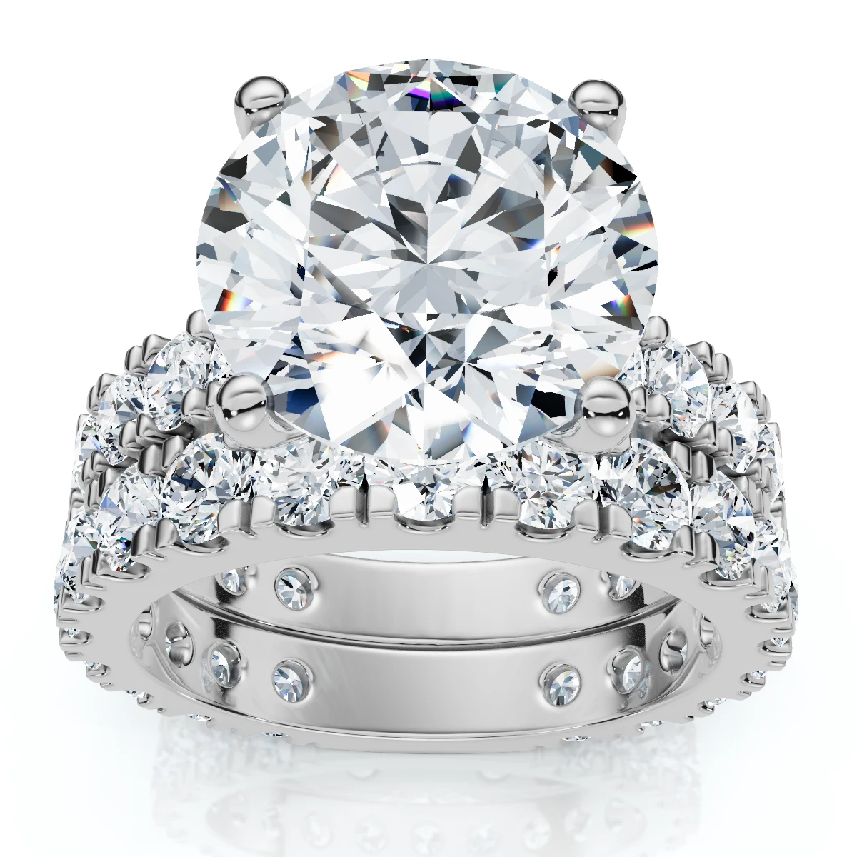 4 - 7 Ct TW French Pave Diamond Engagement Wedding Ring Set 14k Gold Lab Grown (F-G, VS)