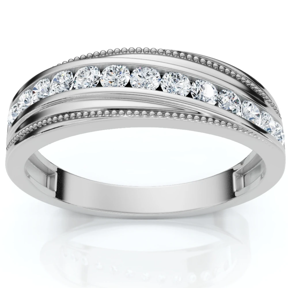 1/2Ct Men's Diamond Wedding Anniversary Ring 10k Gold Lab Grown Channel Set (F-G, VS)