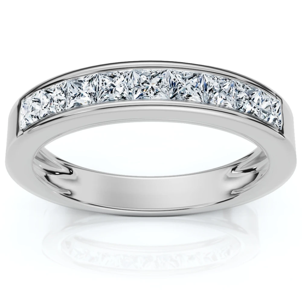 1/2Ct Princess Cut Diamond Wedding Ring 14k Gold Channel Set Lab Grown (F-G, VS)