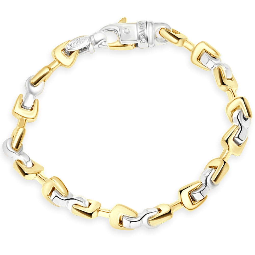 Men's Designed Bolt 14k Gold (51g) or Platinum (95g) 7mm Link Bracelet 8.5"
