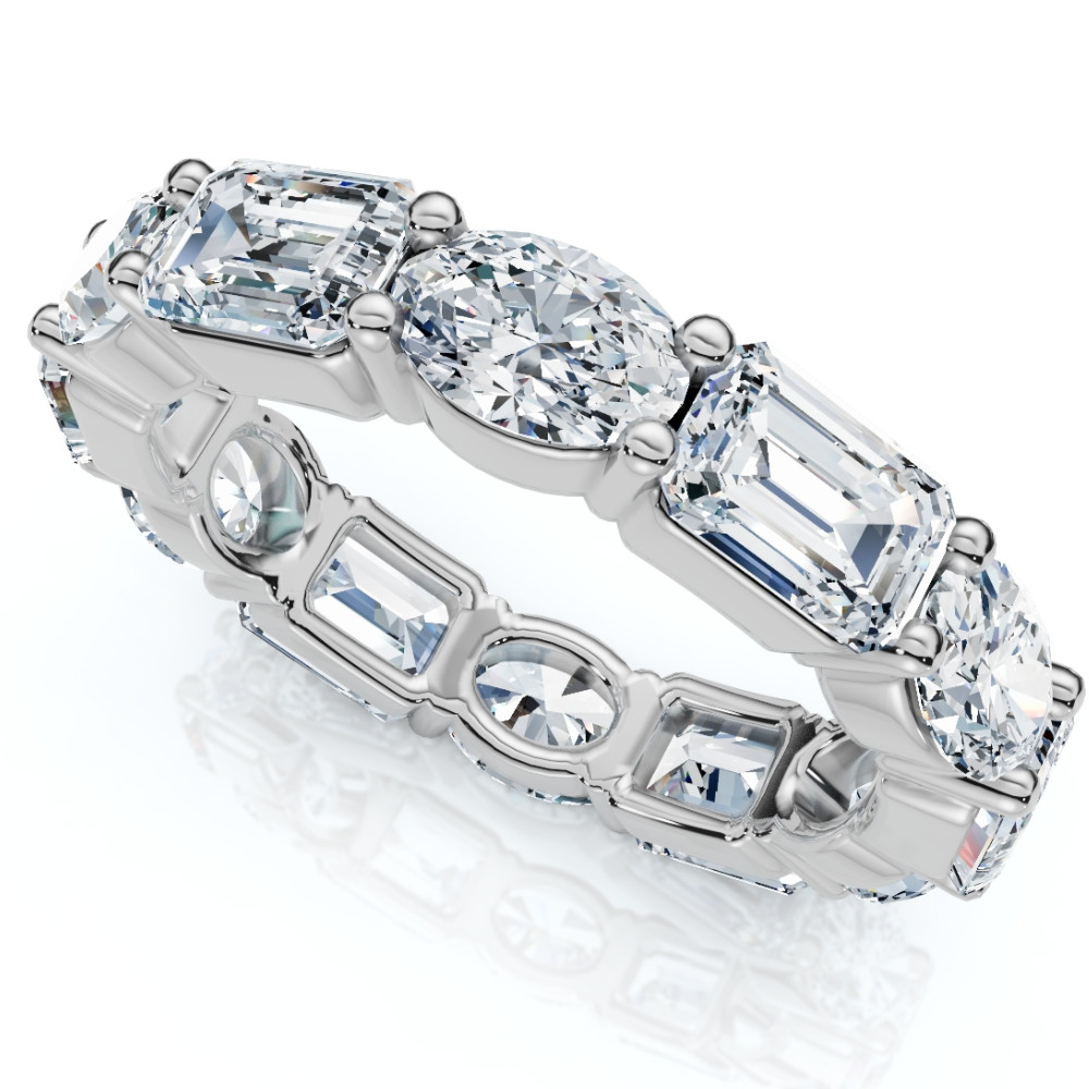6 1/2Ct Oval & Emerald Diamond Eternity Ring 14k Gold or Platinum Lab Grown (F-G, VS)