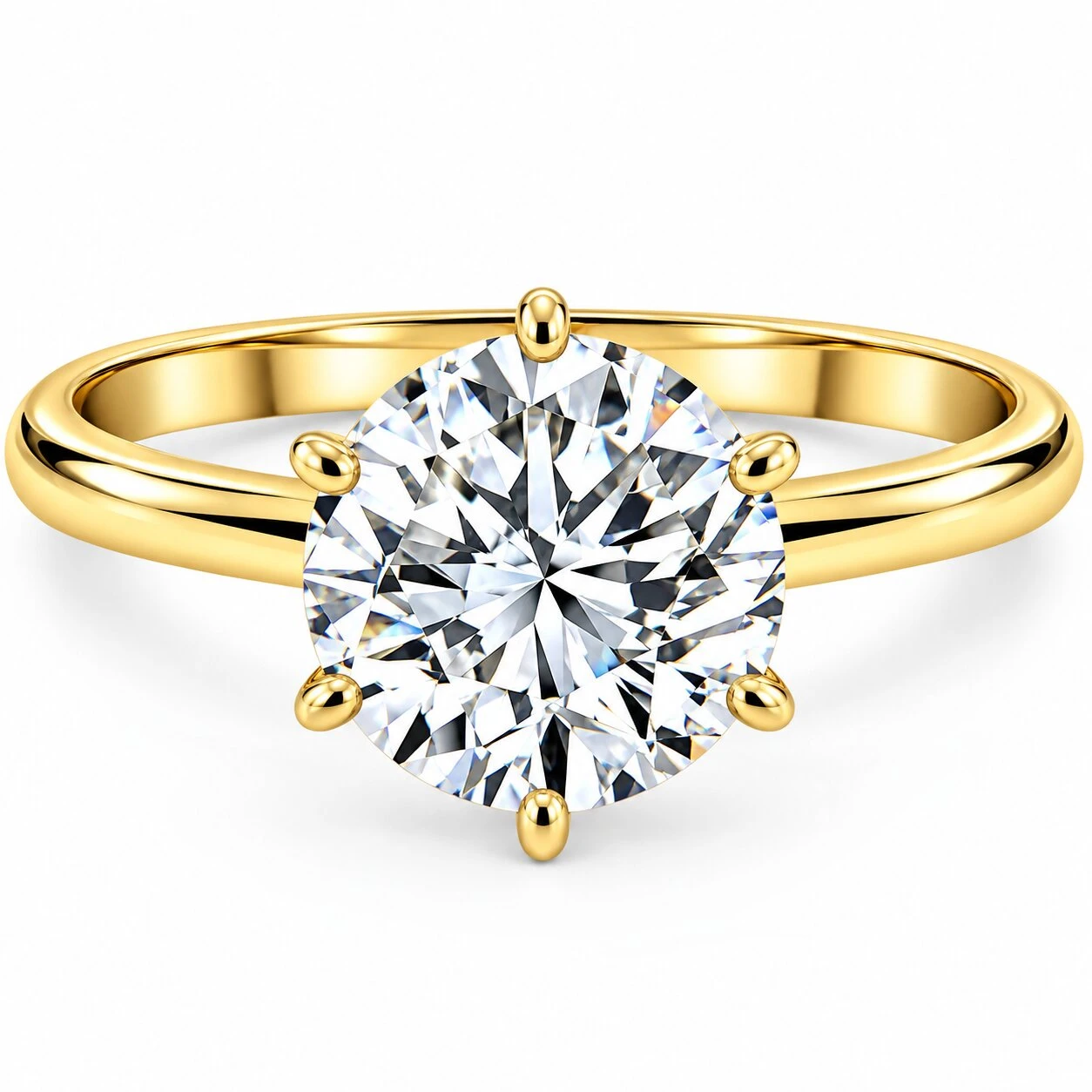 Certified 2CT Lab Grown Diamond Solitaire Engagement Ring 14k Yellow Gold (D-E, VVS)