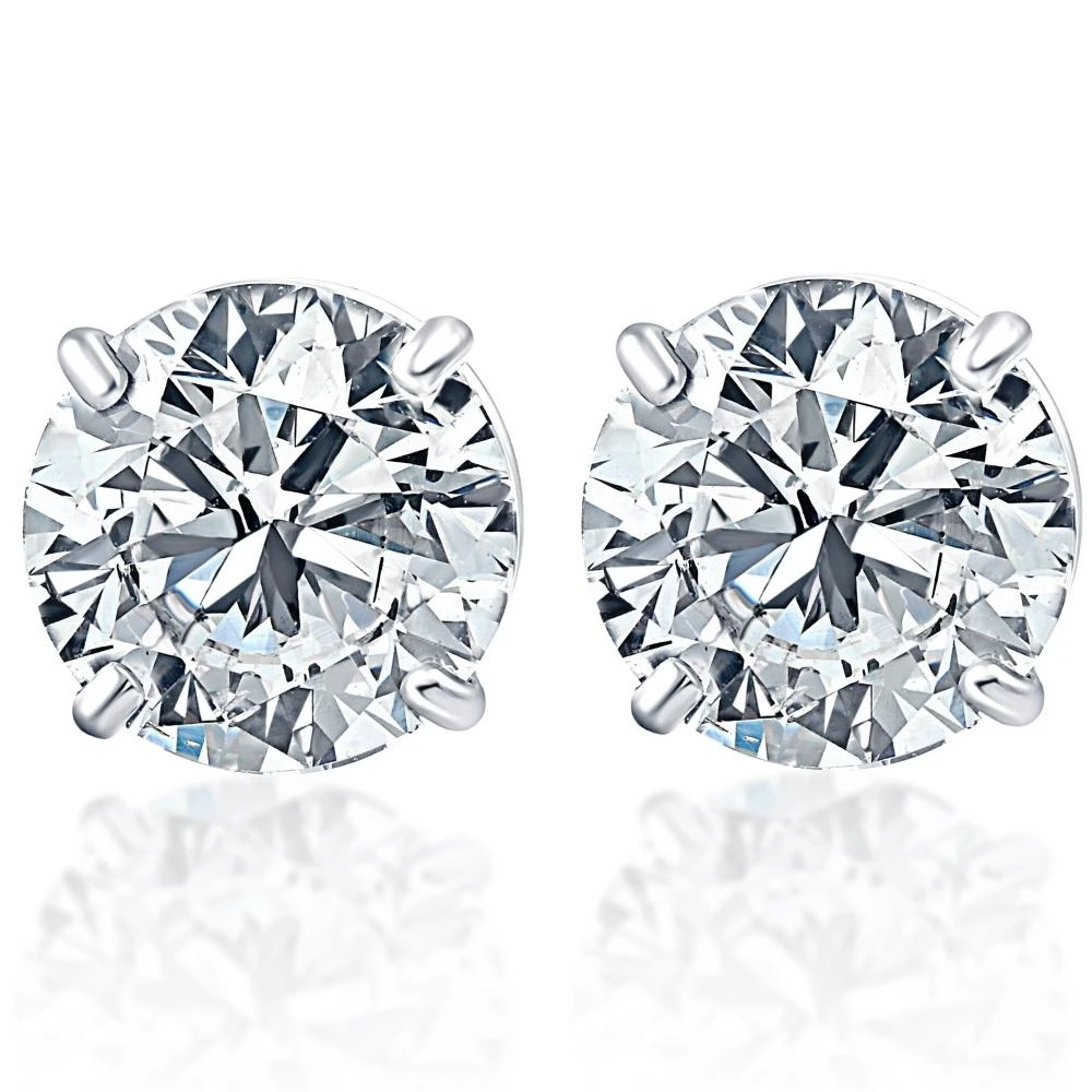 2ct VS Quality Round Brilliant Cut Natural Diamond Stud Earrings In Solid 950 Platinum (F-G, VS2-SI1)