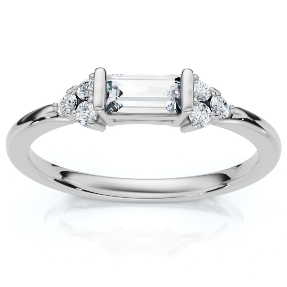 Emerald Diamond Stackable Wedding Ring Women Anniversary Band 14k Gold Lab Grown (F-G, VS)