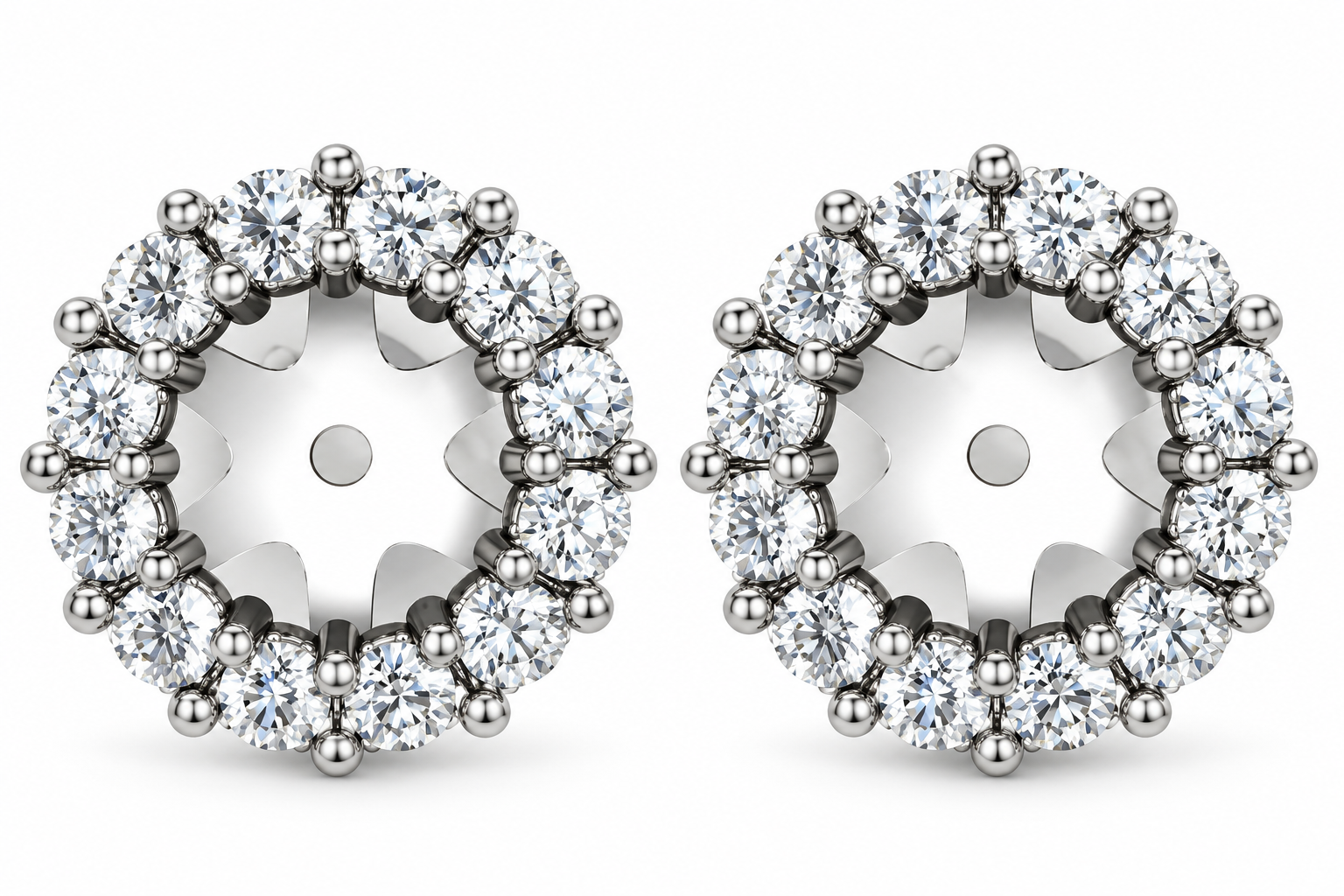 1/2ct Halo Diamond Earring Jackets 14K White Gold (5-5.5mm) (G-H, I1)