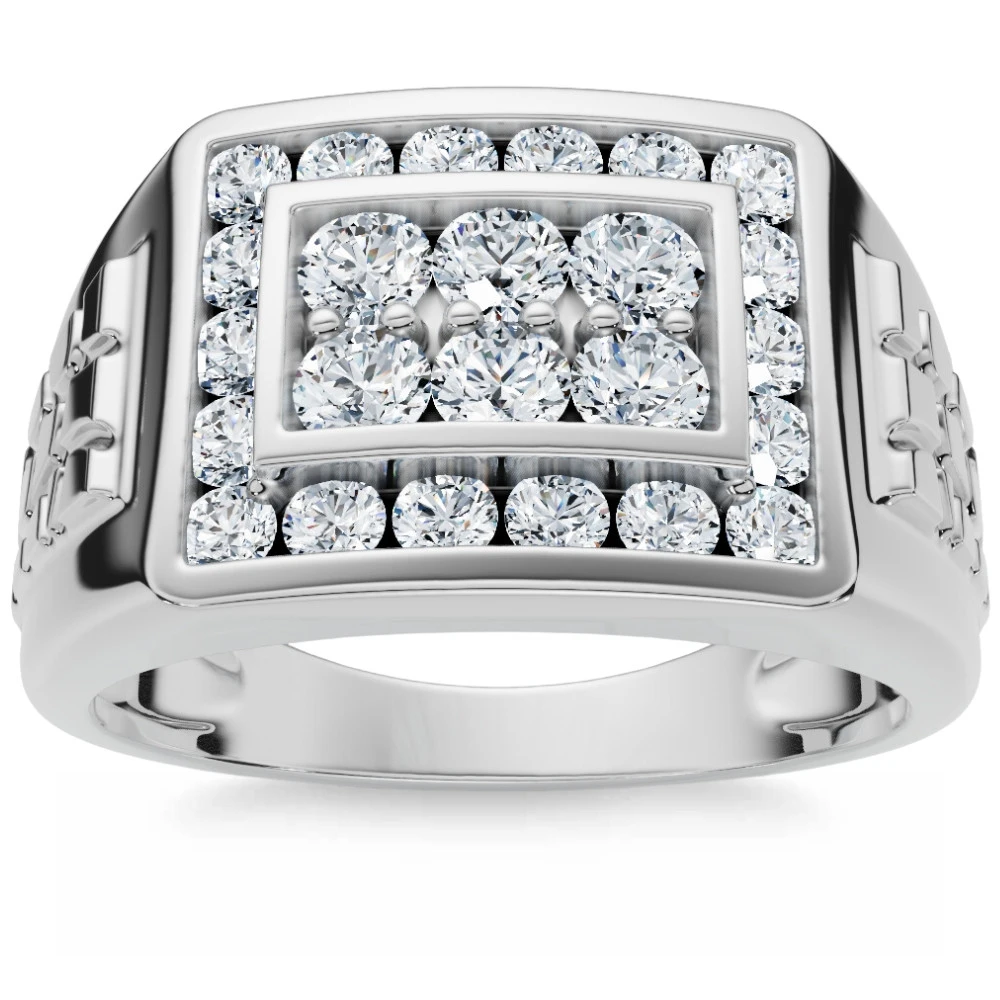 Men's 1Ct Diamond Nugget Ring 10k Gold Lab Grown (F-G, VS)