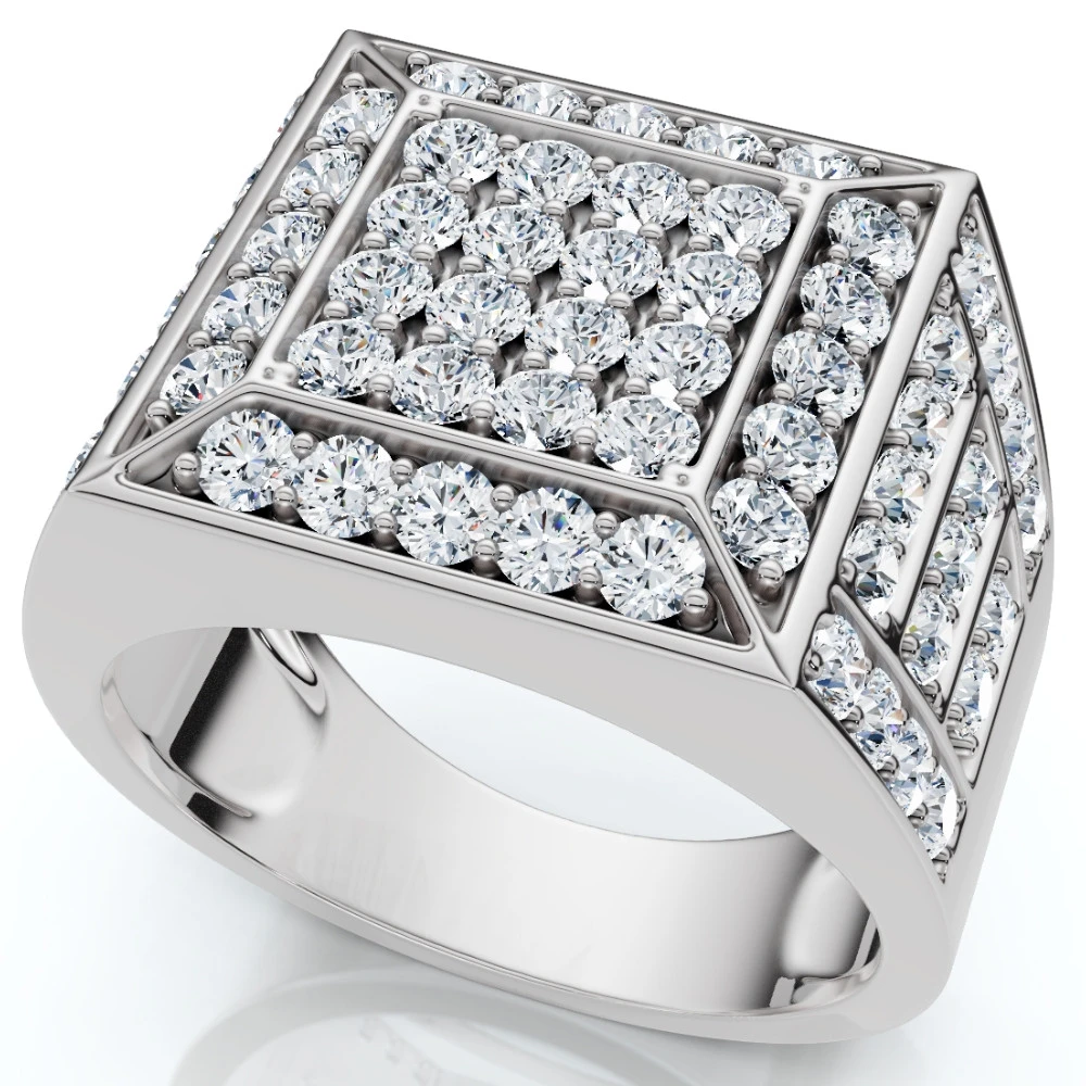 Men's 3Ct Square Diamond Fashion Pinky Ring 10k Gold Lab Grown (F-G, VS)