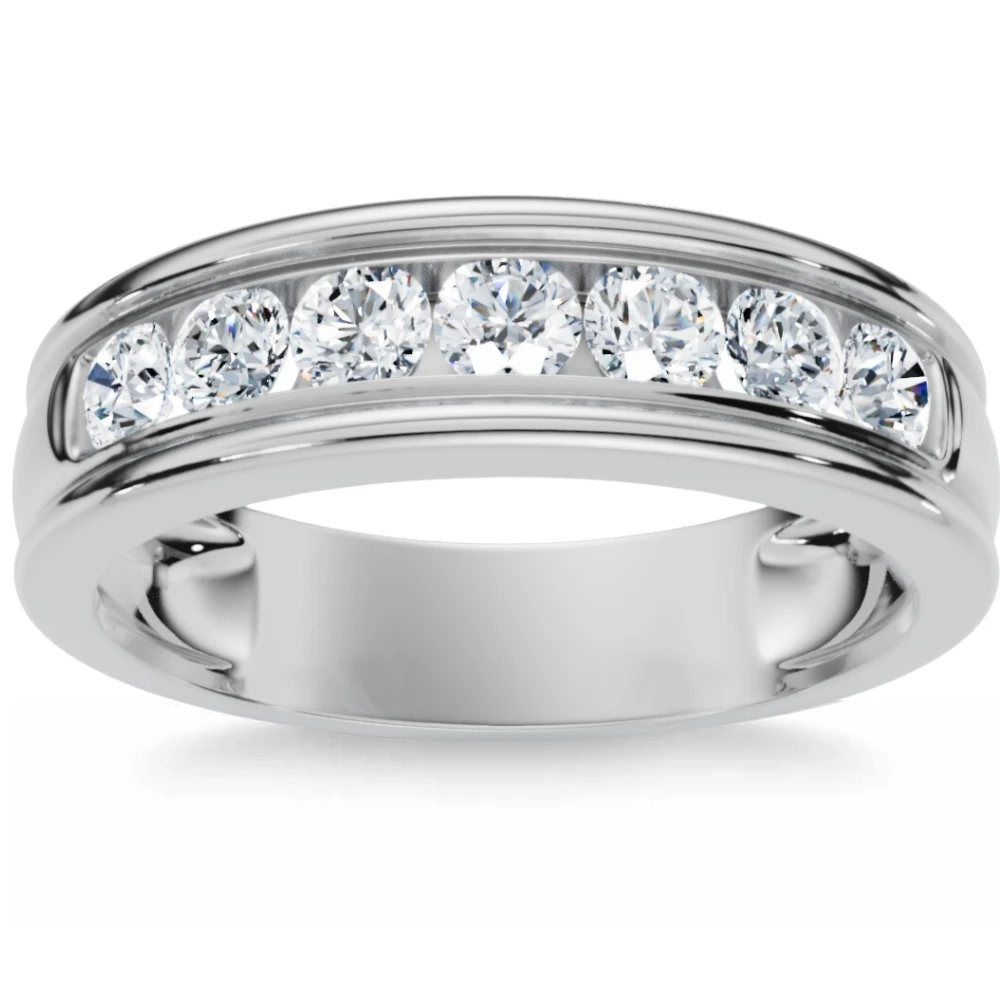 5/8 Ct Mens Diamond Brushed Wedding Gold Ring (E-F, VS)