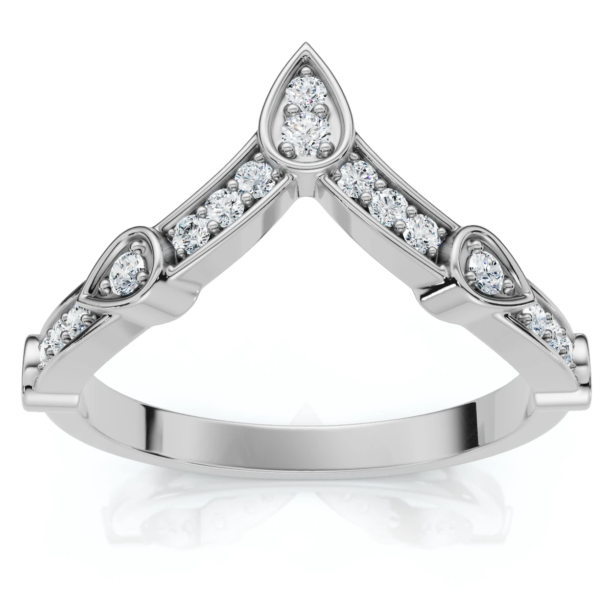 Curved V Shape Diamond Wedding Anniversary Guard Engagement Ring Gold Lab Grown (F-G, VS)