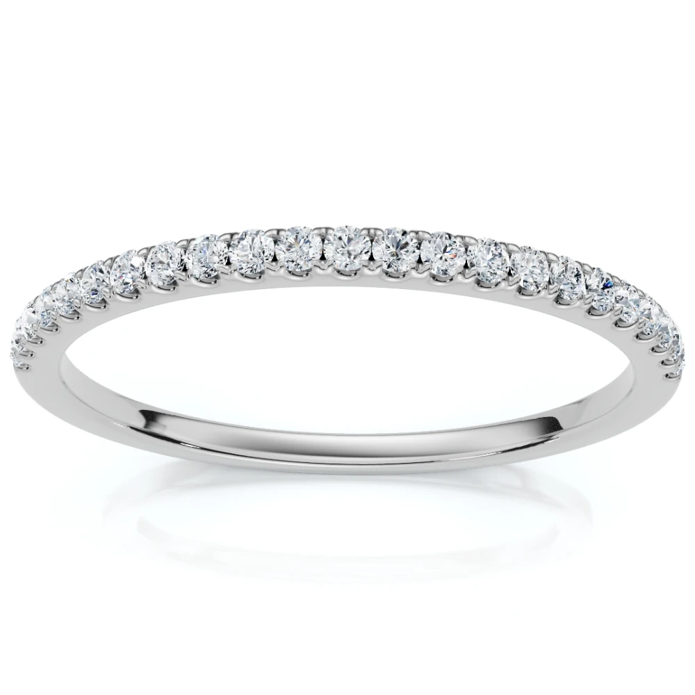 1/4Ct Diamond Wedding Ring Prong Set Stackable Anniversary Band Gold Lab Grown (G-H, VS)