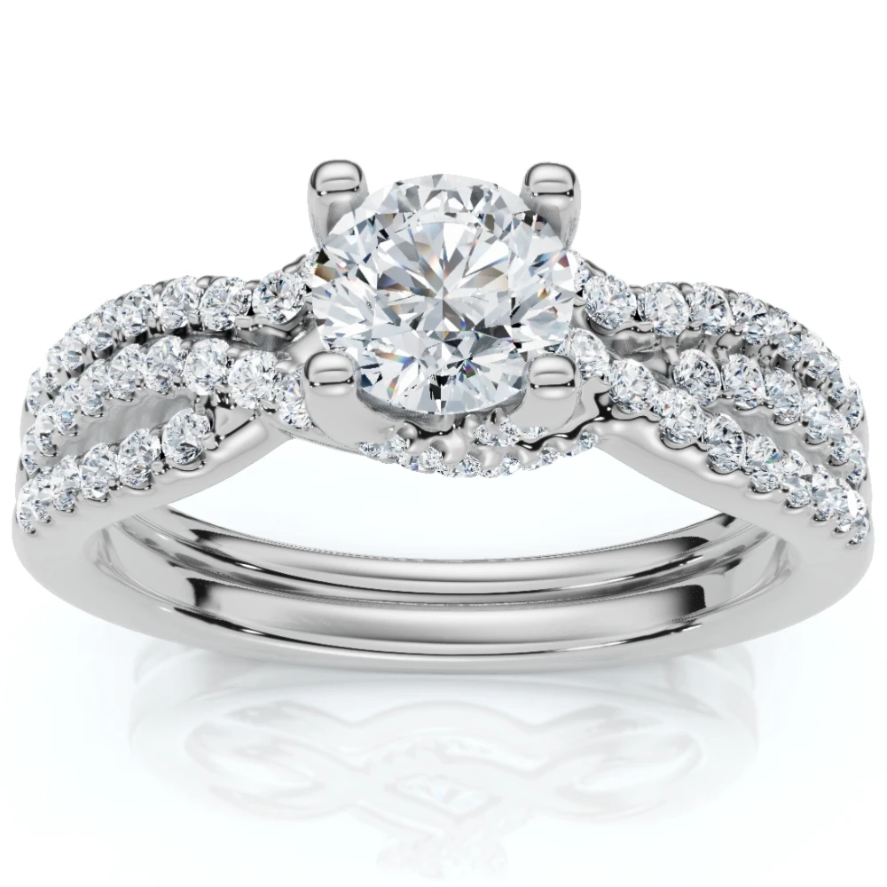 1Ct TW Infinity Engagement Wedding Ring Set 14k Gold Lab Grown (F-G, VS)