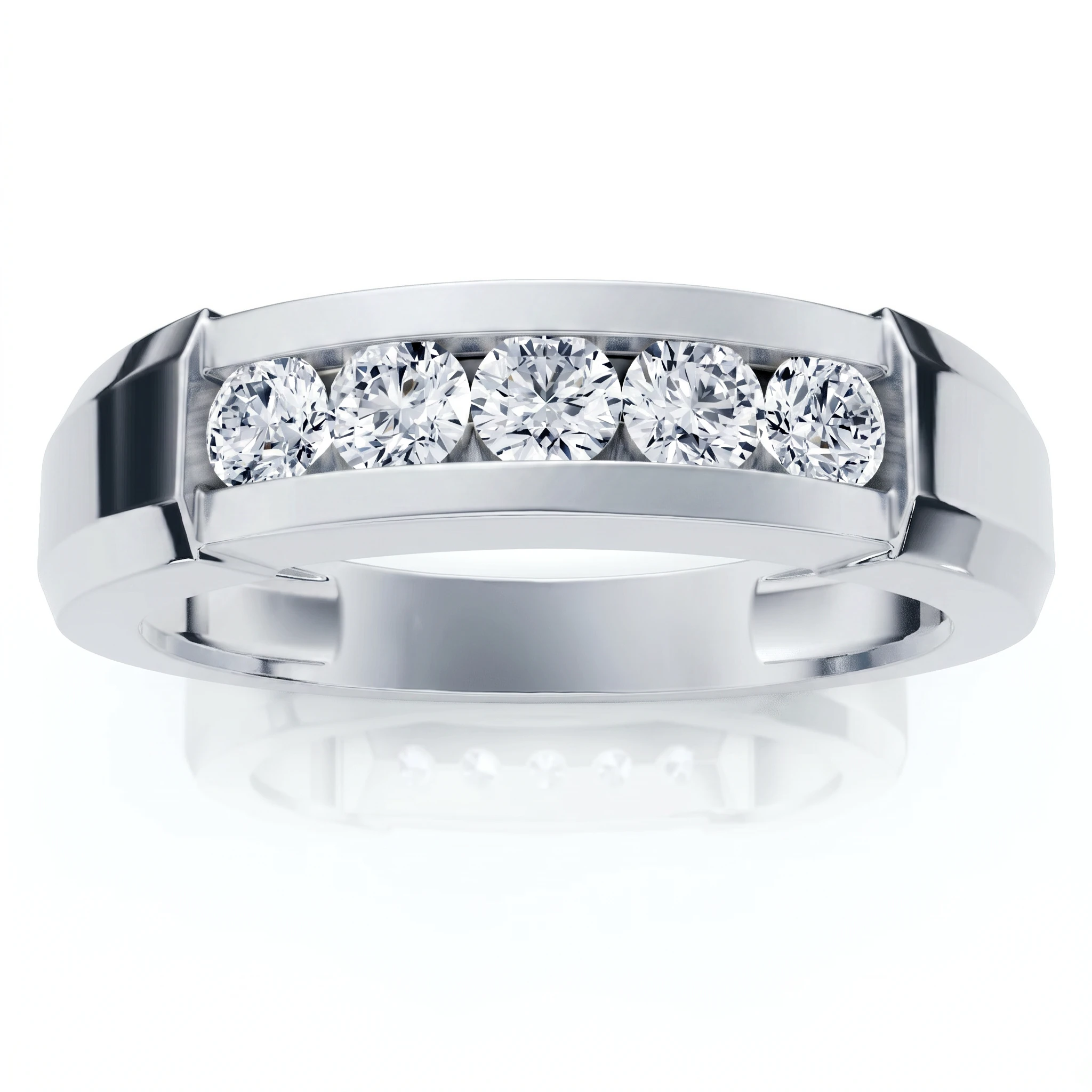 Mens 1/2ct 14K White Gold Round Diamond Wedding Ring (G-H, I1)