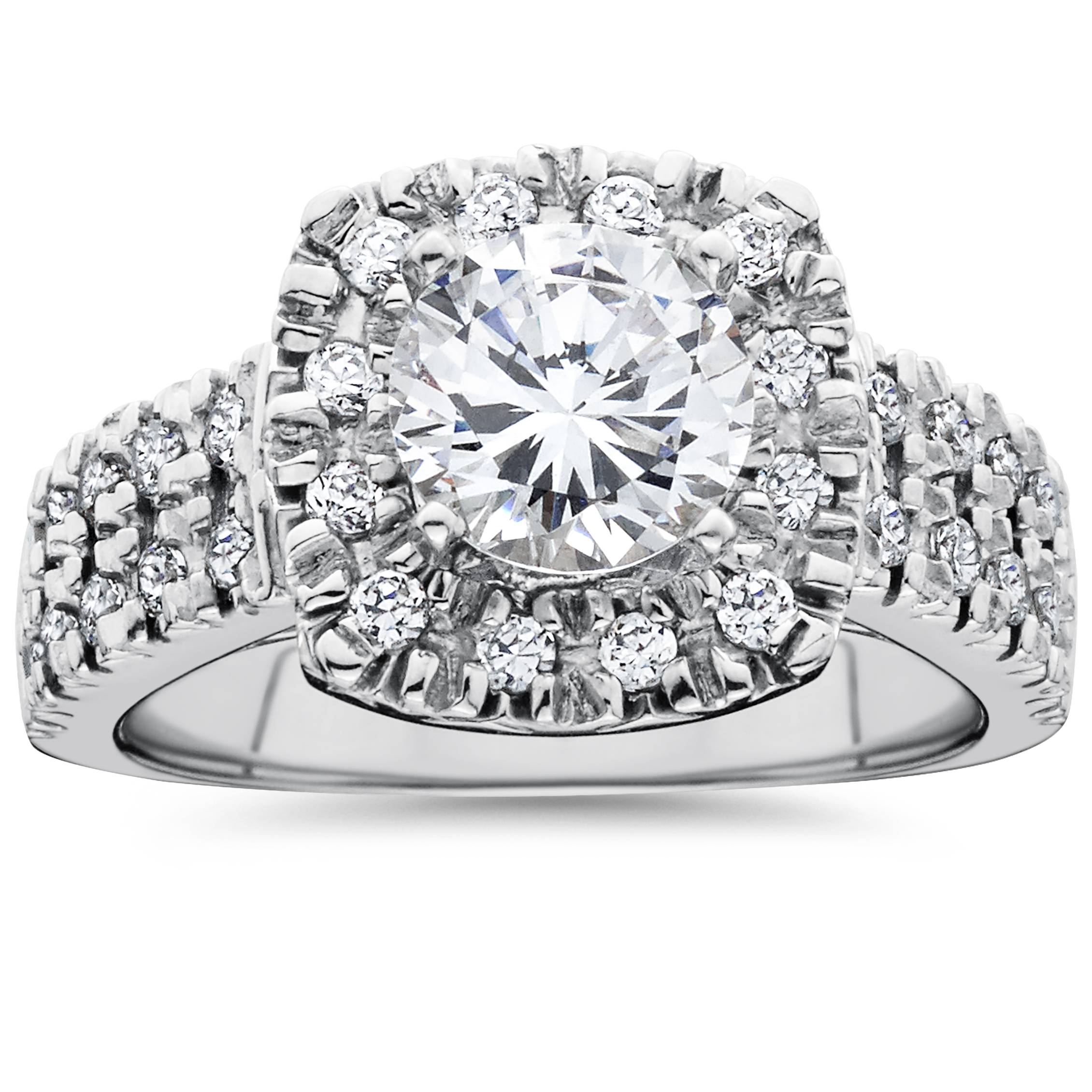 4.27 CTW Radiant Light Yellow Moissanite Ring Radiant Halo 