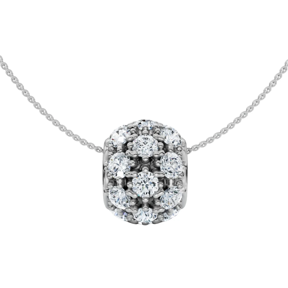 1Ct Pave Puff Slide Diamond Pendant Women's Necklace 18" Lab Grown Gold (F-G, VS)