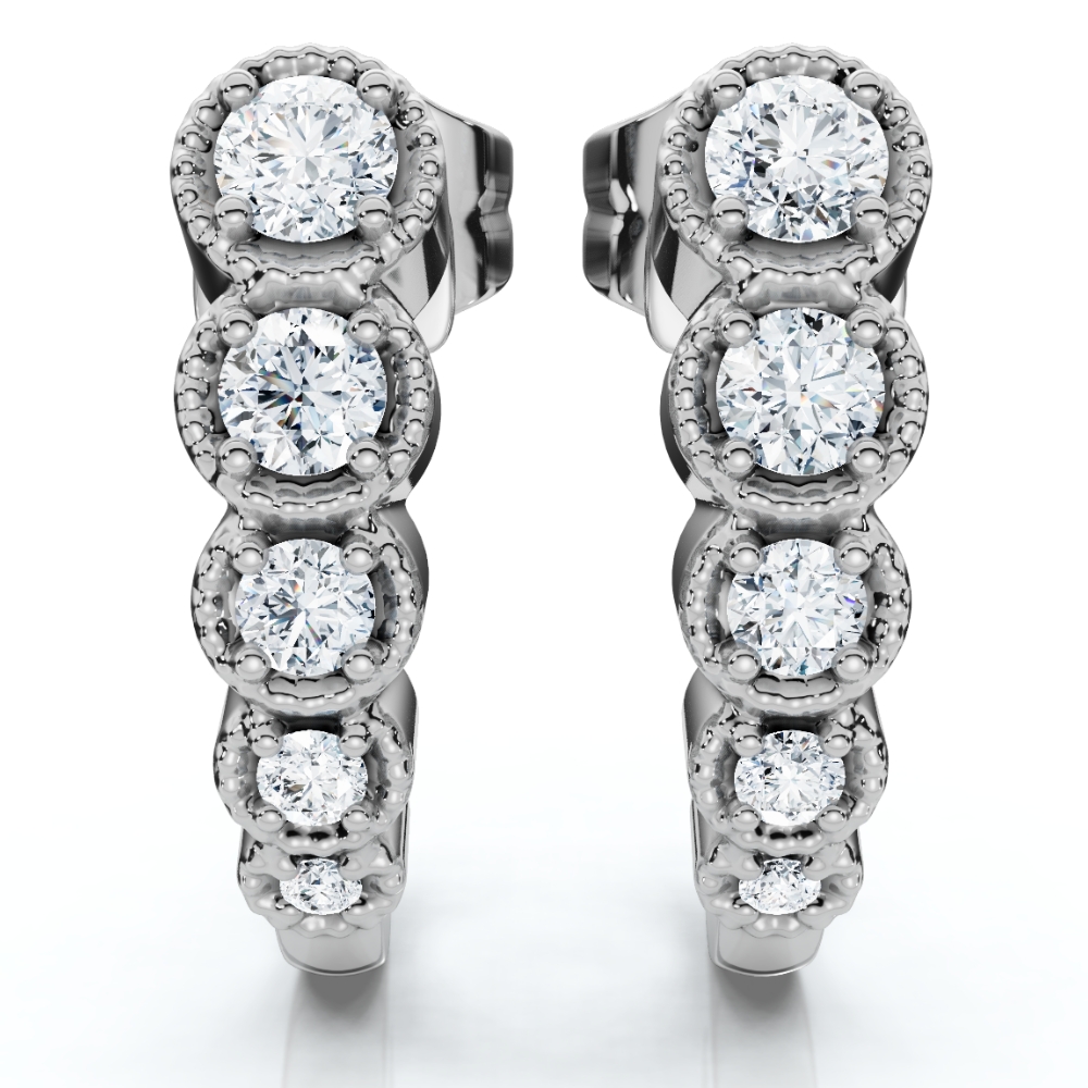 1/4Ct Diamond Hoops J Shape Huggie Gold Lab Grown (F-G, VS)