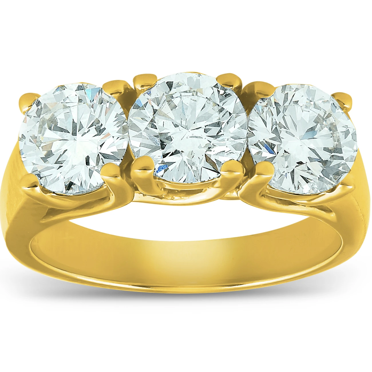 2 1/2ct Three Stone Diamond Engagement Ring 14K Yellow Gold (G-H, SI)