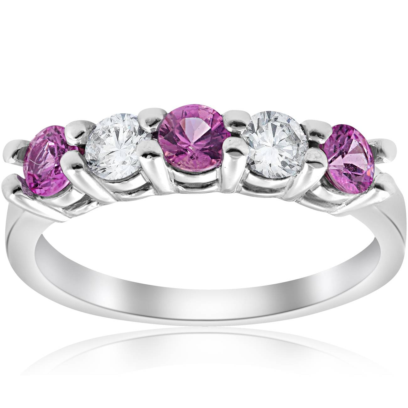Eye Catching 1.48 ctw Pink Sapphire and Diamond Ring in 14K White and Rose Gold