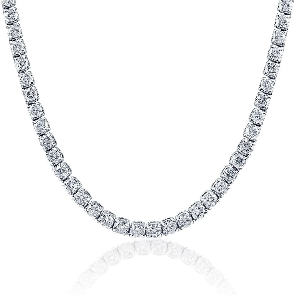Huge 33 Ct Natural Diamond Tennis Necklace 14K White Gold 20" (J-K, I1)