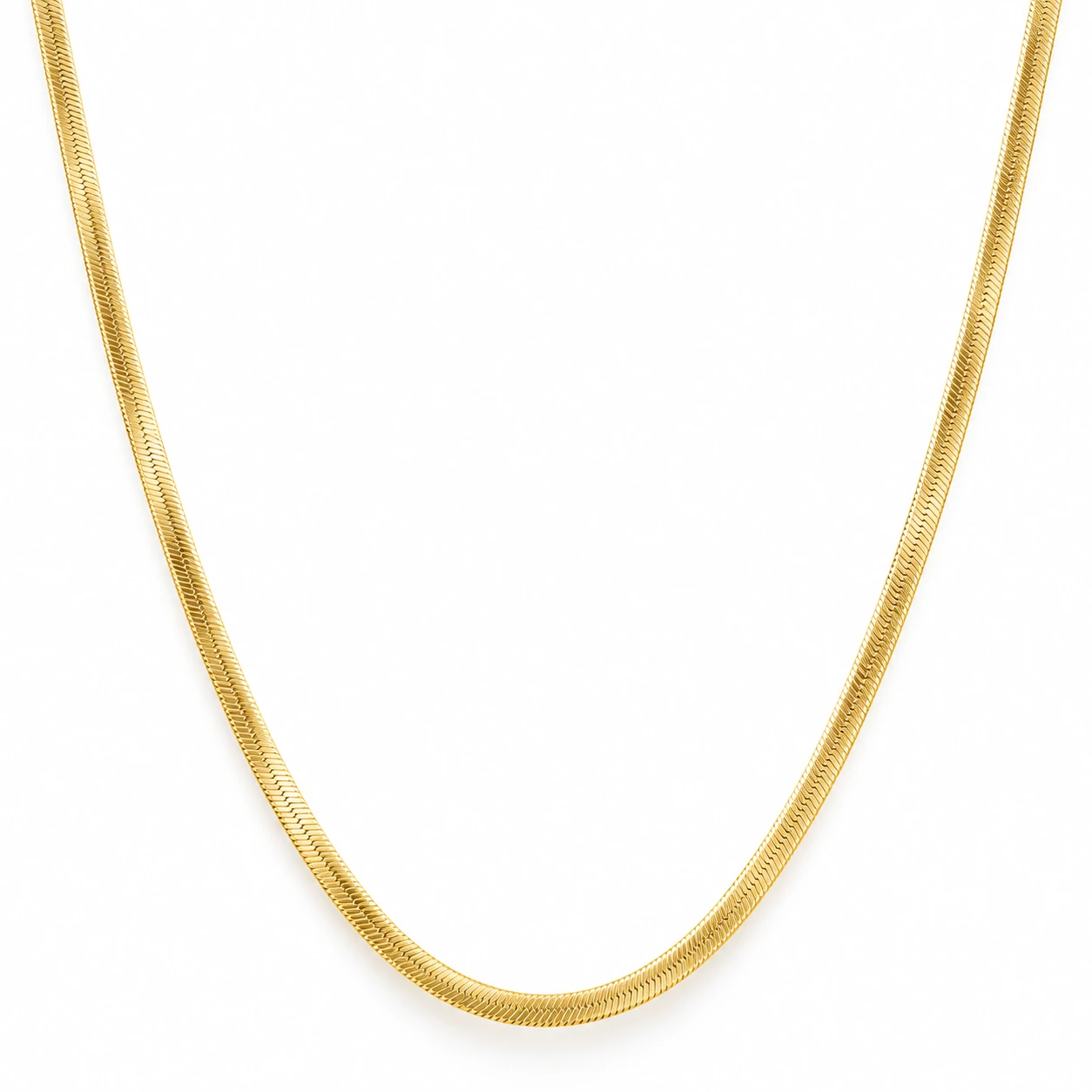 14k Yellow Gold Herringbone Necklace Women's 16-18" Chain