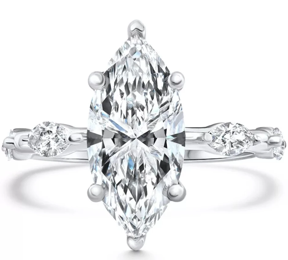 Certified 1 1/2 - 7 1/2Ct Marquise Diamond Engagement Ring 14k Gold Lab Grown (G-H, VS2-SI1)