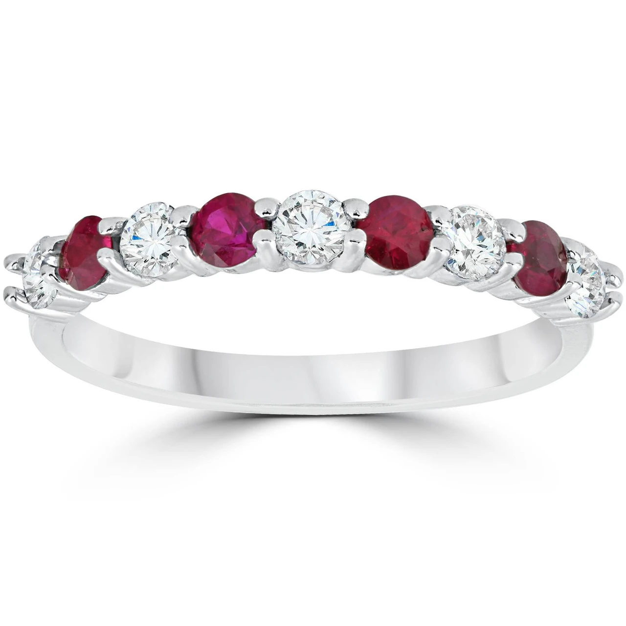 1/2CT Ruby & Diamond Wedding Ring 10K White Gold (H-I, I1)