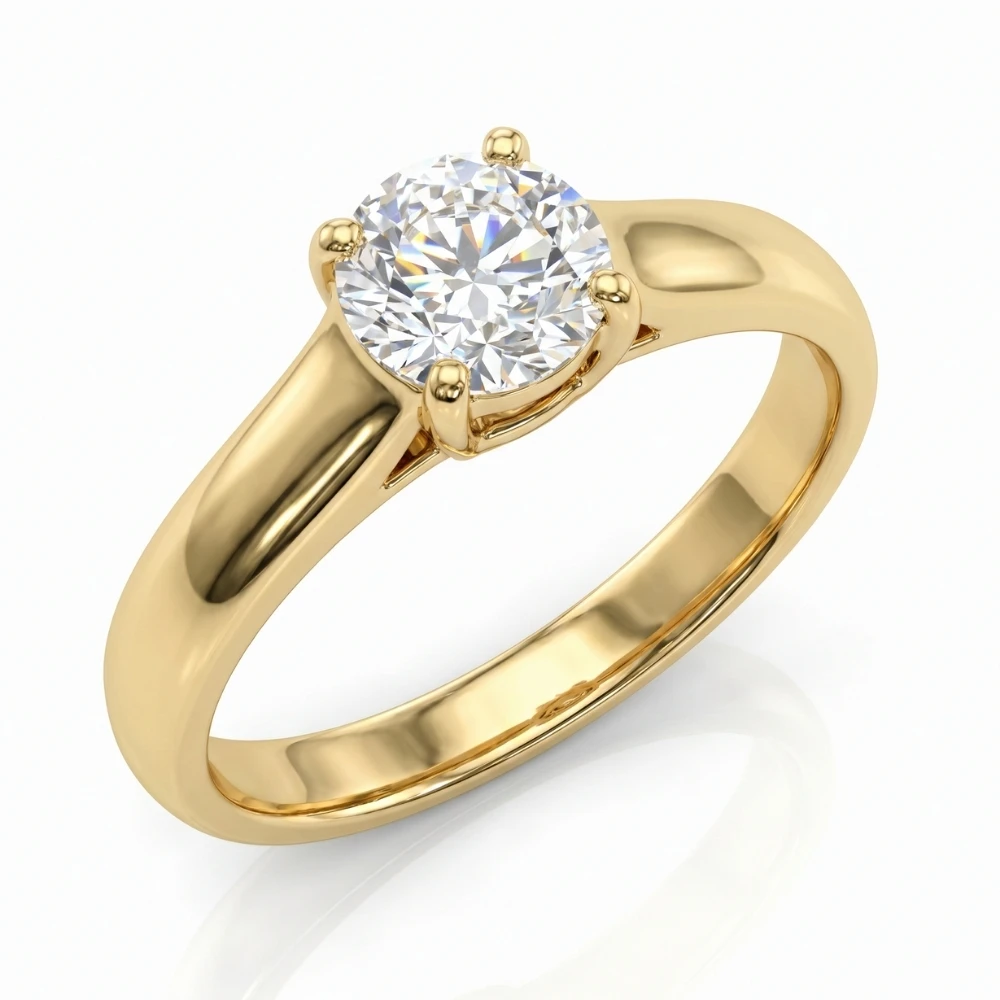 1Ct Diamond Solitaire Engagement Ring in 14k Yellow Gold Lab Grown (G-H, VS)