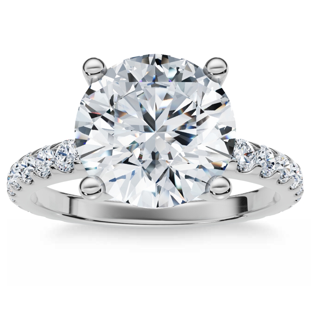 Certified 3.40Ct Round Cut Diamond Engagement Ring 14k Gold Lab Grown (F-G, VS2-SI1)