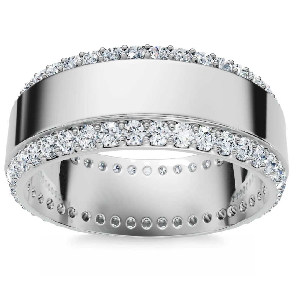 Men's 1Ct Diamond Wedding Ring 8MM 14k Gold Polished Band Lab Grown (F-G, VS)
