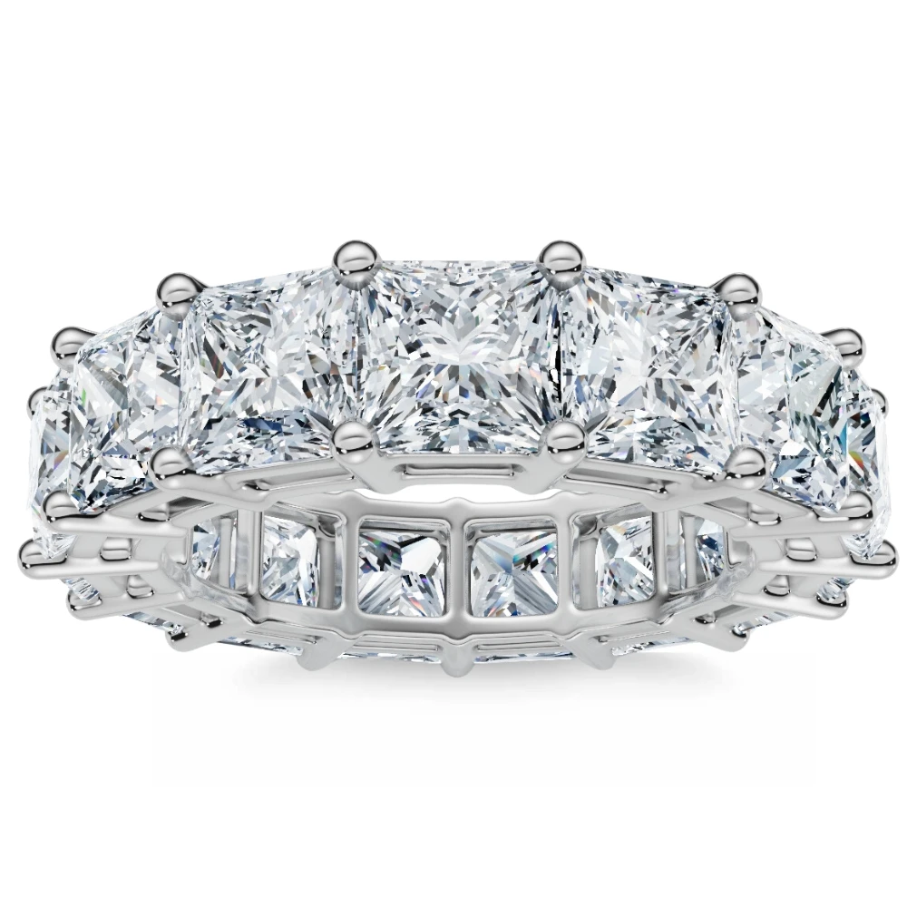 8Ct Princess Cut Diamond Eternity Ring 14k Gold Lab Grown 4.5mm Wide (F-G, VS)