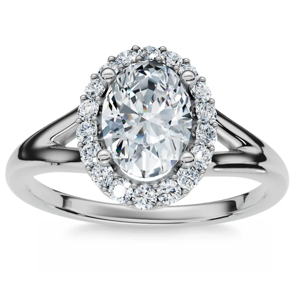 1 1/5Ct Oval Diamond Halo Engagement Ring 14k Gold Lab Grown (F-G, VS)