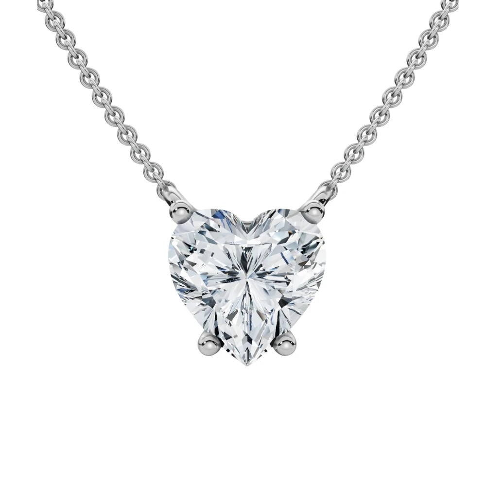 1Ct Heart Shape Diamond Solitaire Diamond Pendant 14k Gold Necklace Lab Grown (F-G, VS)