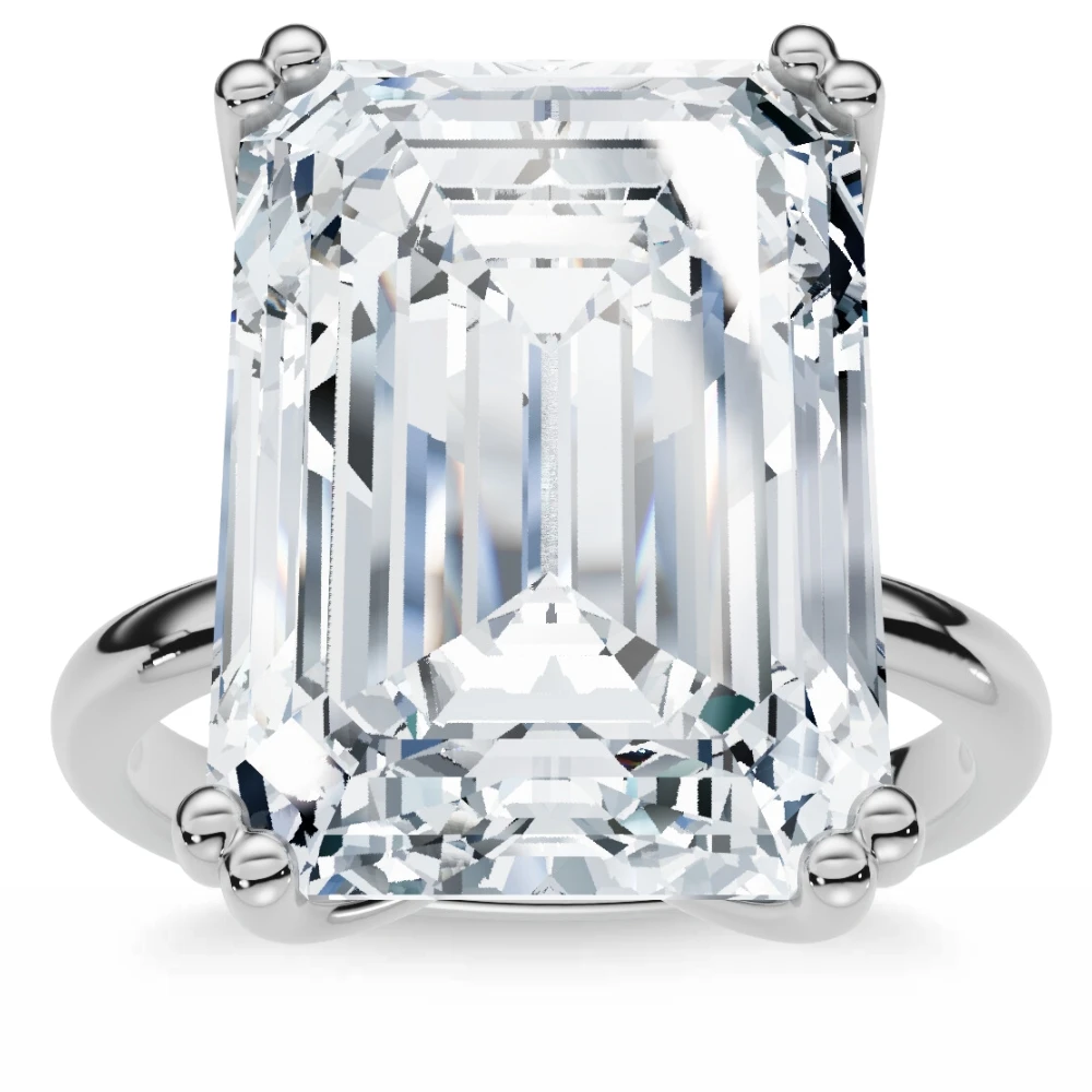 Certified 10Ct Emerald Cut Diamond Solitaire Engagement Ring 14k Gold Lab Grown (F-G, VS)
